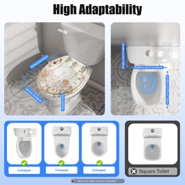 Transparent Resin Toilet Seat Soft Close with 2 Hinges Quiet Slow Close Lid Transparent Dried Flower Designs for Most Lower-Locked Toilets in Homes, Hotels, Restaurants (Style1)