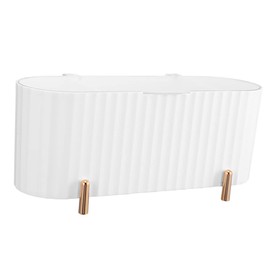 FELTECHELECTR 3-Compartment Cotton Pad Holder Makeup Puff Storage Box Dustproof Organizer Case for Home Beauty Tools