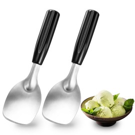 Juego de 2 palas de helado, paleta plana de acero inoxidable, para cortador de mantequilla de pala de postre duro o cremoso