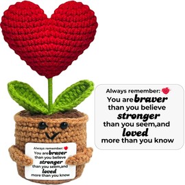 Mini Funny Positive Crochet Flower Gifts - Emotional Inspirational Support Gift for Women Men Coworker Friends, Small Gift for Teens Student Birthday Graduation Teacher Appreciation