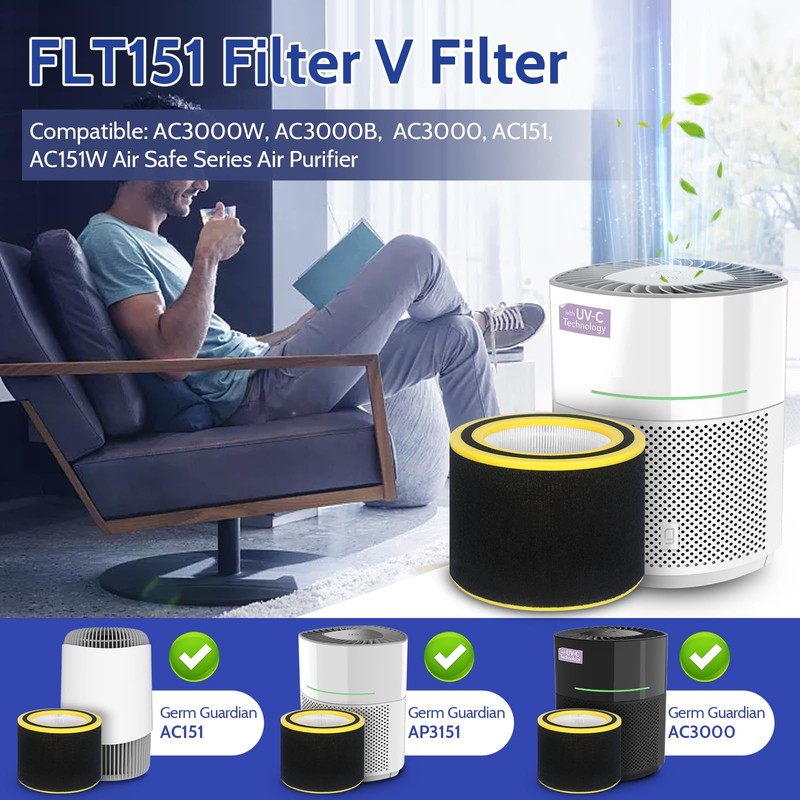 XBGG AC3000W Filter V HEPA FLT151 Pure Air Filter Compatible