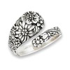 Victorian Flower Open Adjustable Spoon Ring .925 Sterling Silver Band