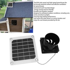Solar Panel Exhaust Fan, Promote Air Circulation Solar Fan with Protective Net for Outdoor Camping