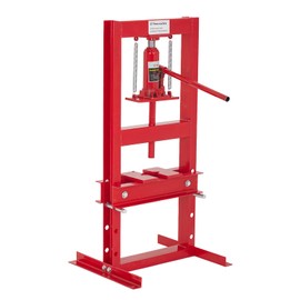 GarveeTech Hydraulic Press, 6 T Heavy Duty H-Frame Garage Floor Shop Press with Plates & Adjustable Table Height for Bending, Straightening, Installing Bearings & U-Joints, Red