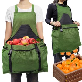 VOPHIA Gardening Apron Canvas Garden Aprons Harvesting Pouch with Quick Release Pocket Garden Picking Bag for Women and Men (Green)