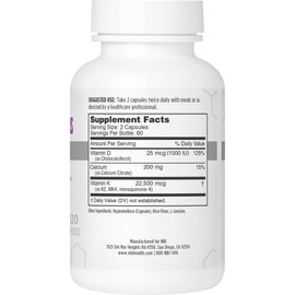 NBI Osteo-K Bone Support - Mini | Vitamin D & K Complex with Calcium Citrate Supplement | 45mg Vitamin K2 (MK4) for Strong Bone Health & Function | 120ct Veggie Capsules