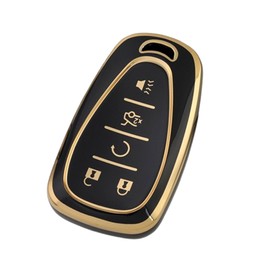 Key Fob Cover for Chevy Equinox: 5 Buttons Key Fob Case Fit for Chevy Traverse Blazer Equinox Malibu Traiblazer Cruze Sonic 2016-2023丨TPU Remote Keyless Key Fob Case ‎HYQ4EA (Black)