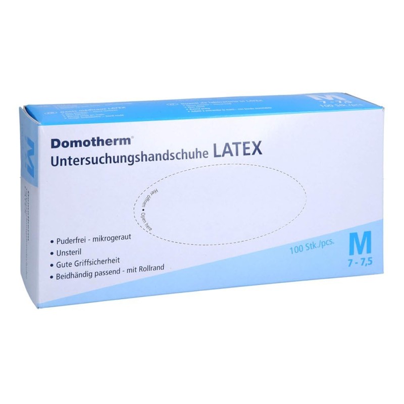 DOMOTHERM Non-Sterile Latex Gloves M White Pack of 100