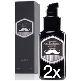 Double Pack Beard Oil - Mr. Burton´s Beard Oil - Classic - Made in Germany - 2 x 50 ml Beard Oil for Beard Care - with Argan Oil Cruelty Free and Vegan
