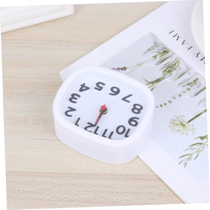 FUNOMOCYA Square Shape Alarm Clock Stylish White Desktop Timer Bright