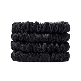 4pcs Silk Skinny Scrunchies - 30 Momme 100% Pure Mulberry Silk Scrunchies for Women Girls, Reduces Breakage | Stylish & Durable, Ideal for All Hair Types
