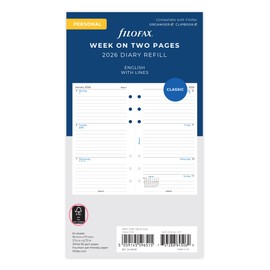 Filofax Personal week on two pages English lined 2026 diary 26-68418