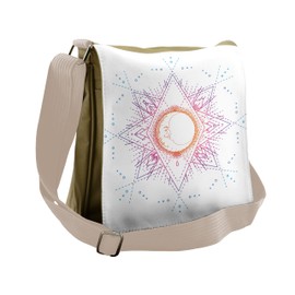 Lunarable Mandala Messenger Bag, Psychedelic Crescent Moon, Unisex Cross-body