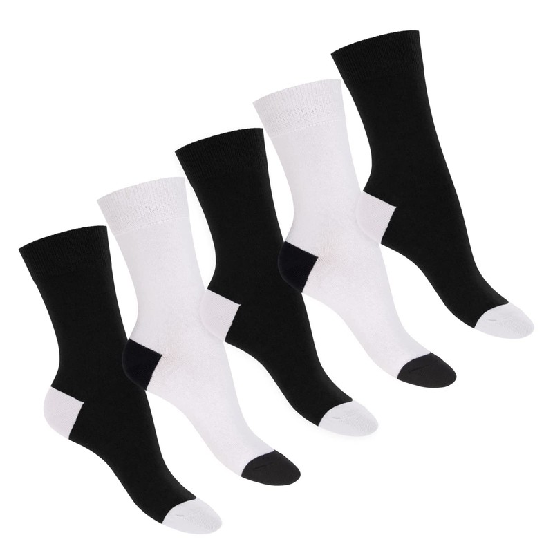 Footstar Ladies and Men's Cotton Socks (10 Pairs) with Contrasting