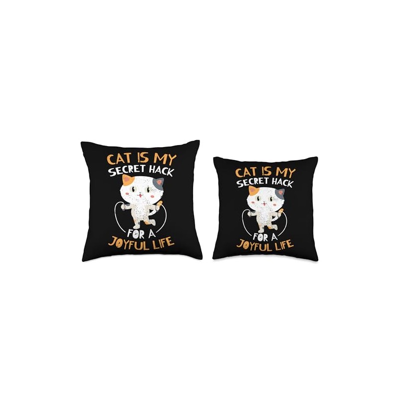 Pet Companion Friendly Kitty Happy Cat Life Hack Throw Pillow