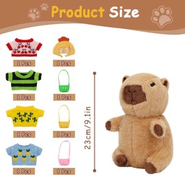 Capybara Plush Toy, Capybara Cuddly Toy for Children, Cute Capybara Plushie with Clothes Bag and Hat, Stuffed Toy Capybara Gift, Capybara Plush for Girls Boys (23 cm)