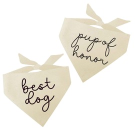 Best Dog and Pup of Honor Dog Bandana (Natural, OS 952/969-2Pack)