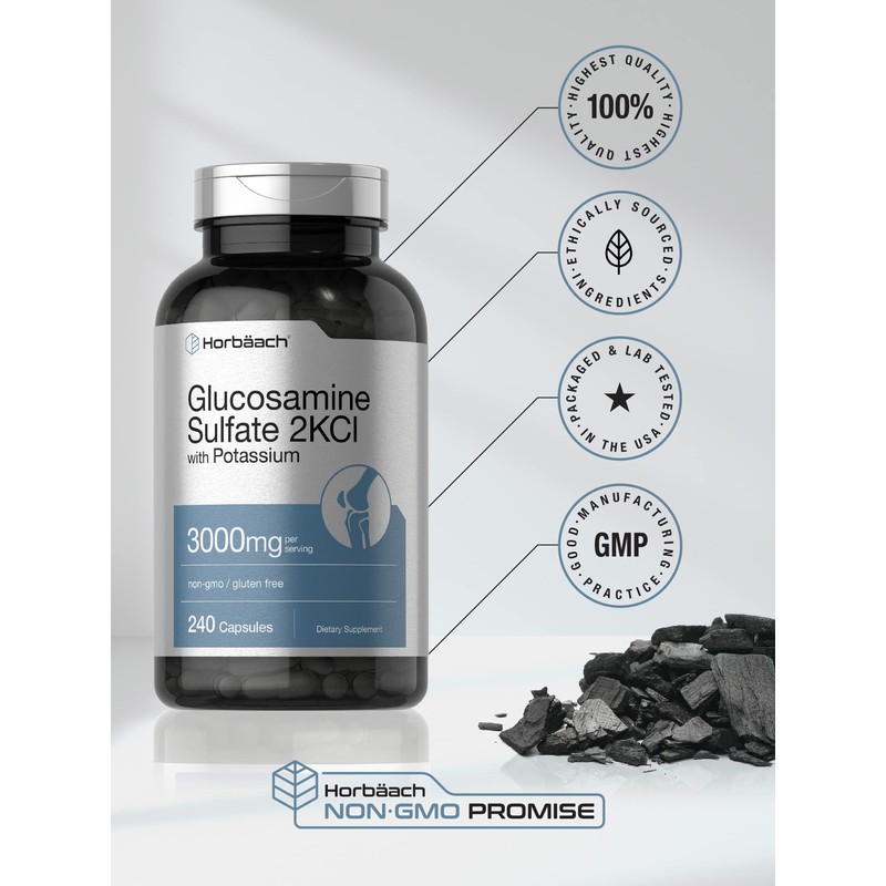 Horbäach Glucosamine Sulfate 2KCI with Potassium | 3000mg | 240