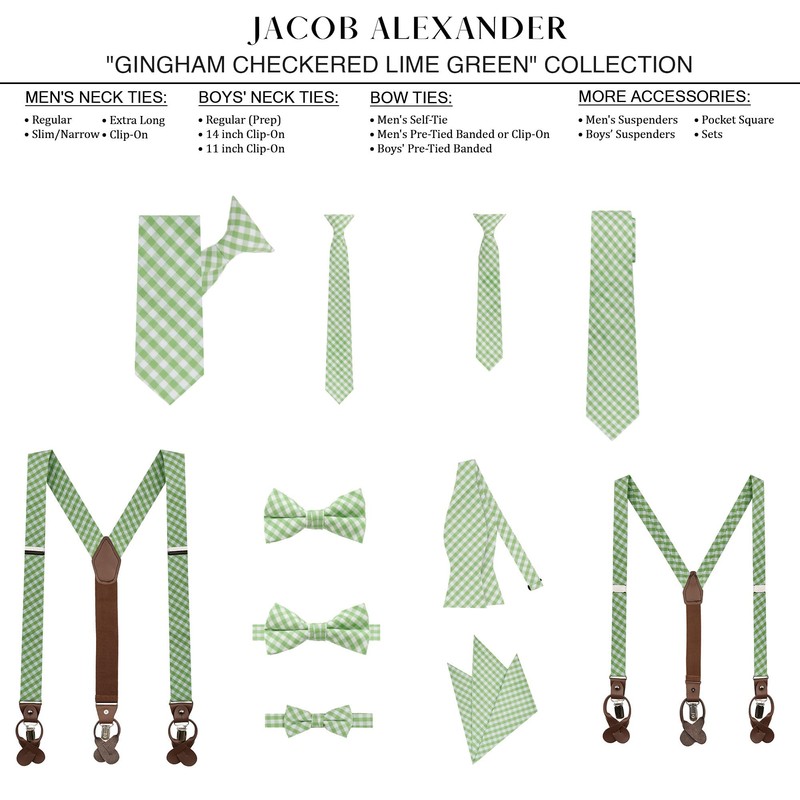 Jacob Alexander Gingham Checkered Pattern Pocket Square - Lime Green