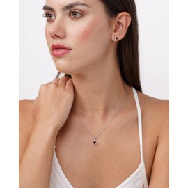 Dada Gioielli - Women's Necklace with Sparkling Heart Solitaire - Central Stone in Various Variations, Birthday Gift for Women, Chain Length 45 + 5 cm, Stainless Steel Sterling Silver, Cubic zirconia