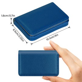 FORYEE Business Card Holder, RFID Blocking PU Leather Wallet with Magnetic for Women and Men, Name ID Credit Card Case, Portable Stylish Carrier Purse for Business Social -LZW Blue