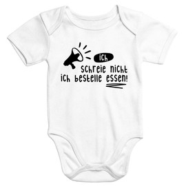 Funny Baby Body Ich Schreie Nicht Ich Order Food Organic Cotton Short-Sleeved Moon Works® - White