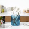 FERAHI Blue Utensil Holder, 6.3" Glass Kitchen Utensil Holder for