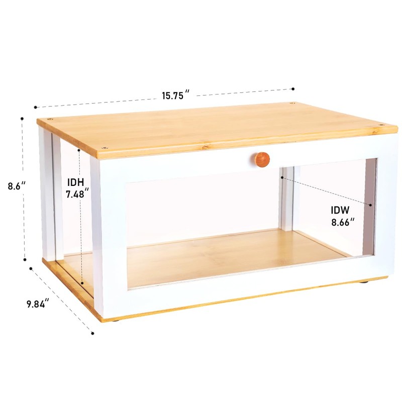 ETMI Bamboo Bread Box for Kitchen Countertop - Large White
