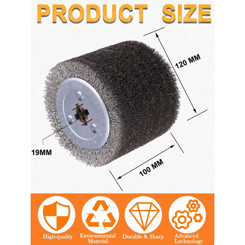 SHITIME 4.7" x 4" Stainless Steel Wire Brush Drum Surface