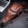 BULLCAPTAIN Leather Sling Bag Mens Chest Bag Casual Shoulder Crossbody