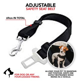 DriveSafe Pet Car Safety Belt: Adjustable Seat Belt for Dogs and Cats up to 69cm