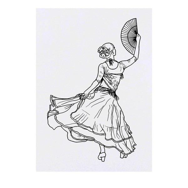 'Flamenco Dancer' Temporary Tattoo - Water Resistant, Skin-Safe, Non-Toxic Transfer