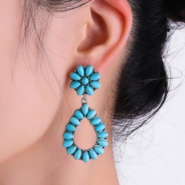 Turquoise Earrings for Women Trendy Boho Teardrop Earrings Statement Western Country Jewelry