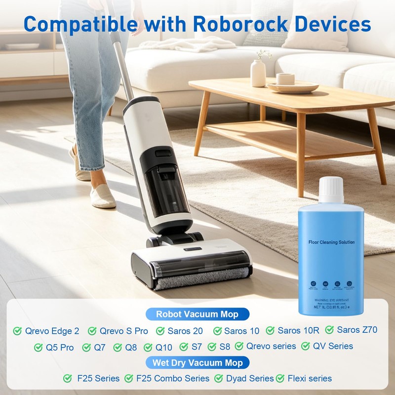 2-Pack Floor Cleaning Solution Compatible with Roborock Saros S8 S7