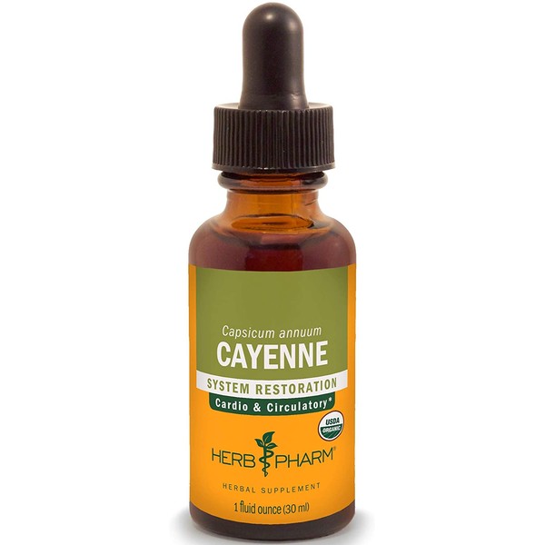 Herb Pharm Certified Organic Cayenne Extract for Cardiovascular and Circulatory Support - 1 Ounce