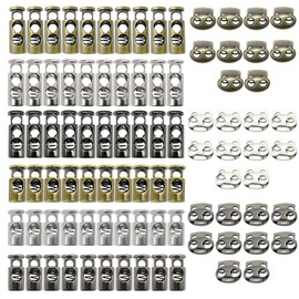 Woohome Pack of 90 Cord Locks, Toggle Stoppers, Spring Cord Locks, 3 Colour Metal Cord Locks, Cord Clamp, Cord Clamp for Backpacks, Sportswear