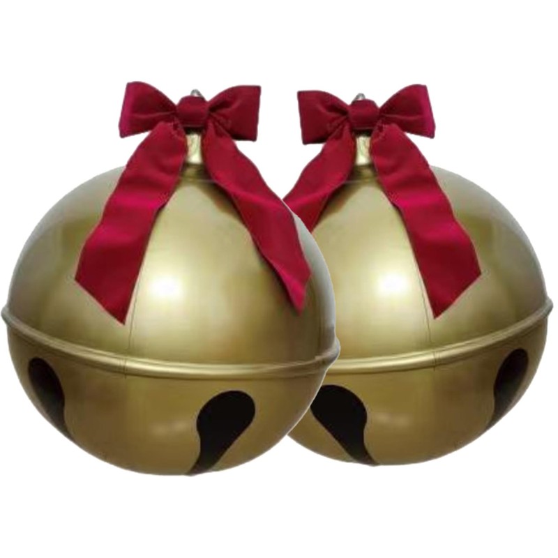 23.6 Inches Inflatable Christmas Ball PVC Large Jingle Bell Bow