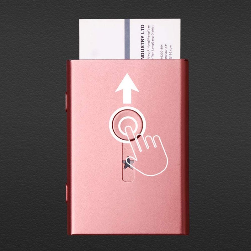 SEIWEI Metal Business Card Holder Case Thumb Slide Push Open