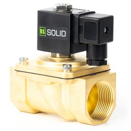 U.S. Solid 1-1/4 inch solenoid valve - brass DC 12 V with Viton seal, closed currentless, junction box type, G thread
