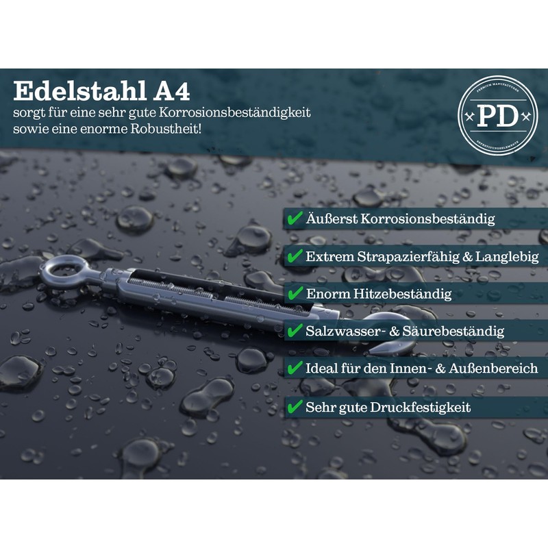 PD® Turnbuckle M5 Stainless Steel A4 (Hook Eyelet) | Awning