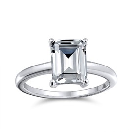 Bling Jewelry 1CT Thin Band Princess Cut Rectangular Cubic Zirconia Promise Solitare CZ Engagement Ring 925 Sterling Silver