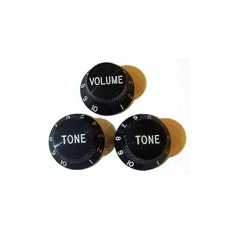 Black guitar control knobs 0-10 scale 2x tone + 1x