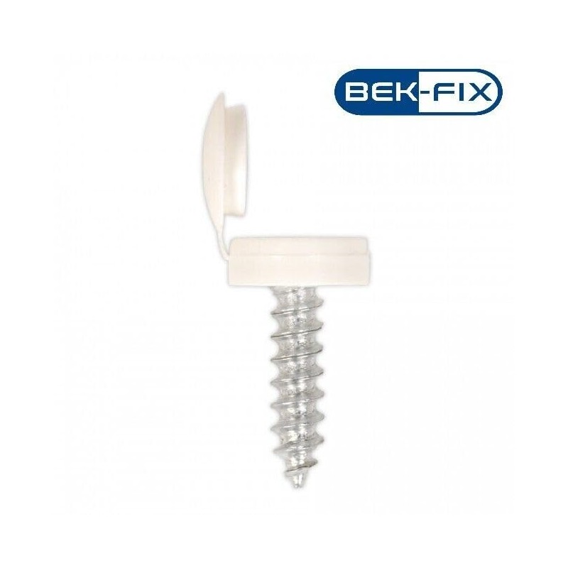 BEK-FIX® Number Plate Screws and Caps Fitting Kit, White Yellow