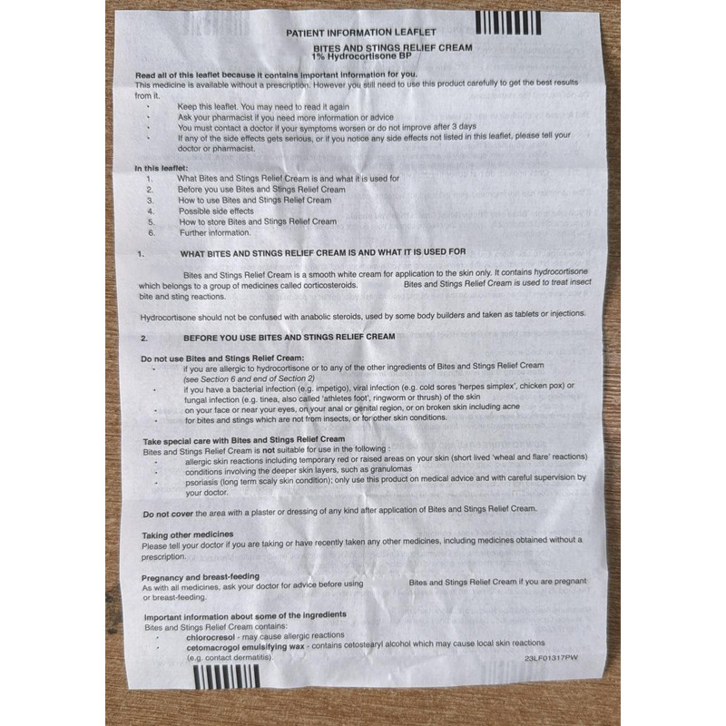 3 x Bite & Stings Relief Cream - Hydrocortisone 1%