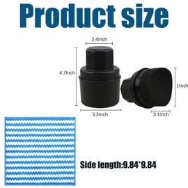 Tyre Dressing Applicator, Tyre Shine Applicator, Premium Black Curved Sponge Brush & 25x25 cm Microfiber Towel, Effortless Car & Bike Wheel Cleaning, Durable Design for Home & Professional Use