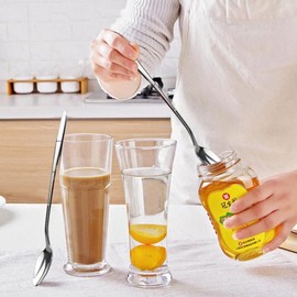 PXRLMYF 12Pcs Latte Spoon Stainless Steel Long Handle Coffee Spoons Sliver Long Handled Teaspoons for Latte Milkshake Iced Hot Drink Dessert, (A007)