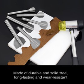 Leather Punch Set, 6pcs DIY Leather Craft V Shape Punch Belt End Cutter 45# Steel Leather Craft Cutting Tools for Wallet Card Case, Belt, Handbag 15-40mm