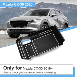 Coleya Centre Console Storage Box Compatible with Mazda CX-30 2019-2024, Mazda CX 30 Accessories Armrest Organiser, CX-30 Centre Armrest Glove Box with Non-Slip Mat (White)