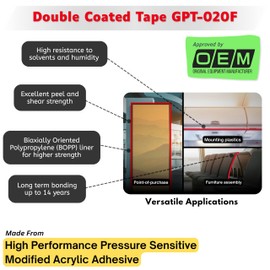 3 M Double-Sided Adhesive Tape GPT-020 Transparent Extra Strong Universal Polyester Backing Temperature Resistant Instant Adhesive Multifunctional Mounting Tape (19mmx10meter)