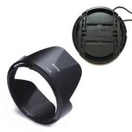 HB-N106 Lens Hood and 55mm Lens Cap for Nikon AF-P DX 18-55mm f/3.5-5.6G VR Lens Fit for D5600 D5500 D3500 D3400 Camera (1+1pcs)
